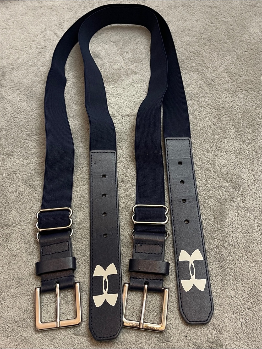 Youth Under Armour Blue Baseball Belt Elastic Adjustable Lot Of 2